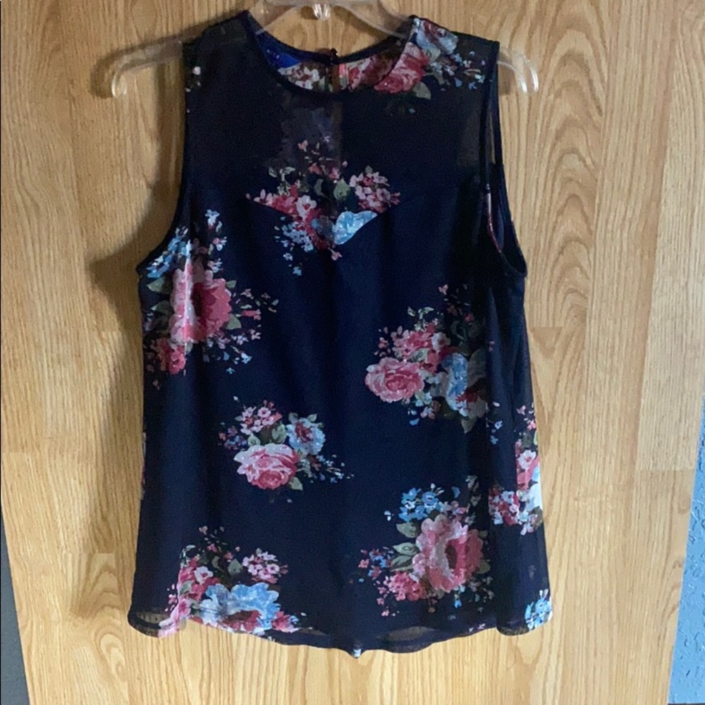 Navy floral tank